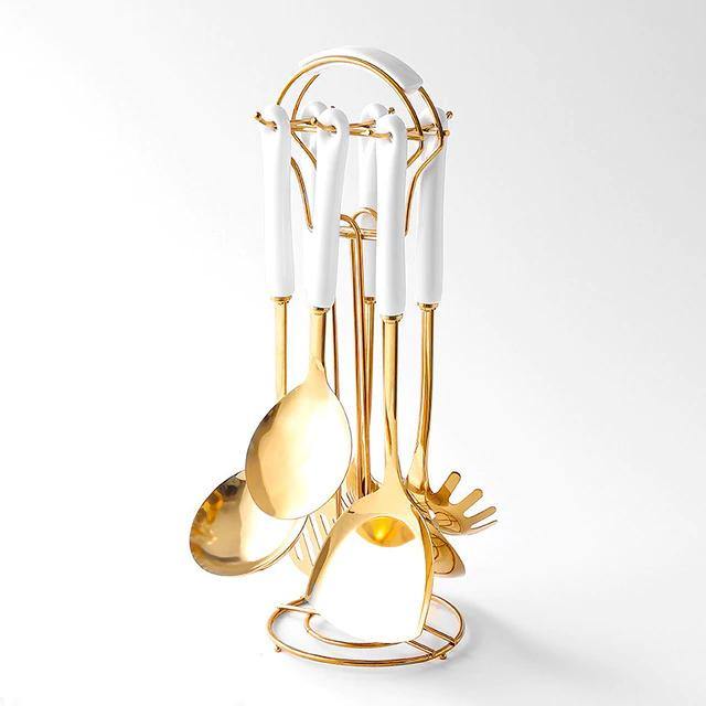 Junips | Golden Kitchen Utensils with Stand