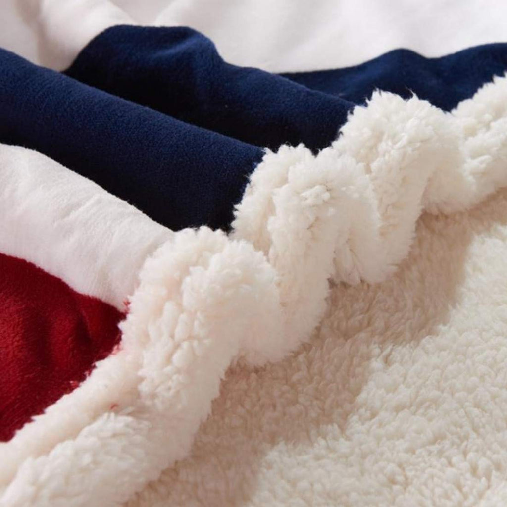 Junips | Flannel-Sherpa Blanket with American Flag