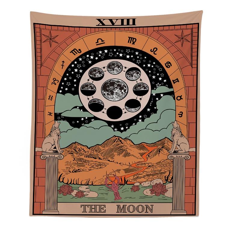Junips | "The Moon" Tarot Colored Tapestry