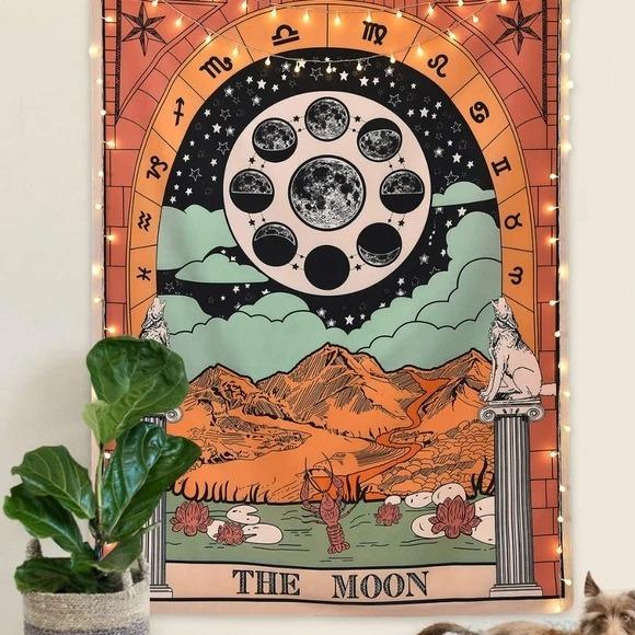 Junips | "The Moon" Tarot Colored Tapestry